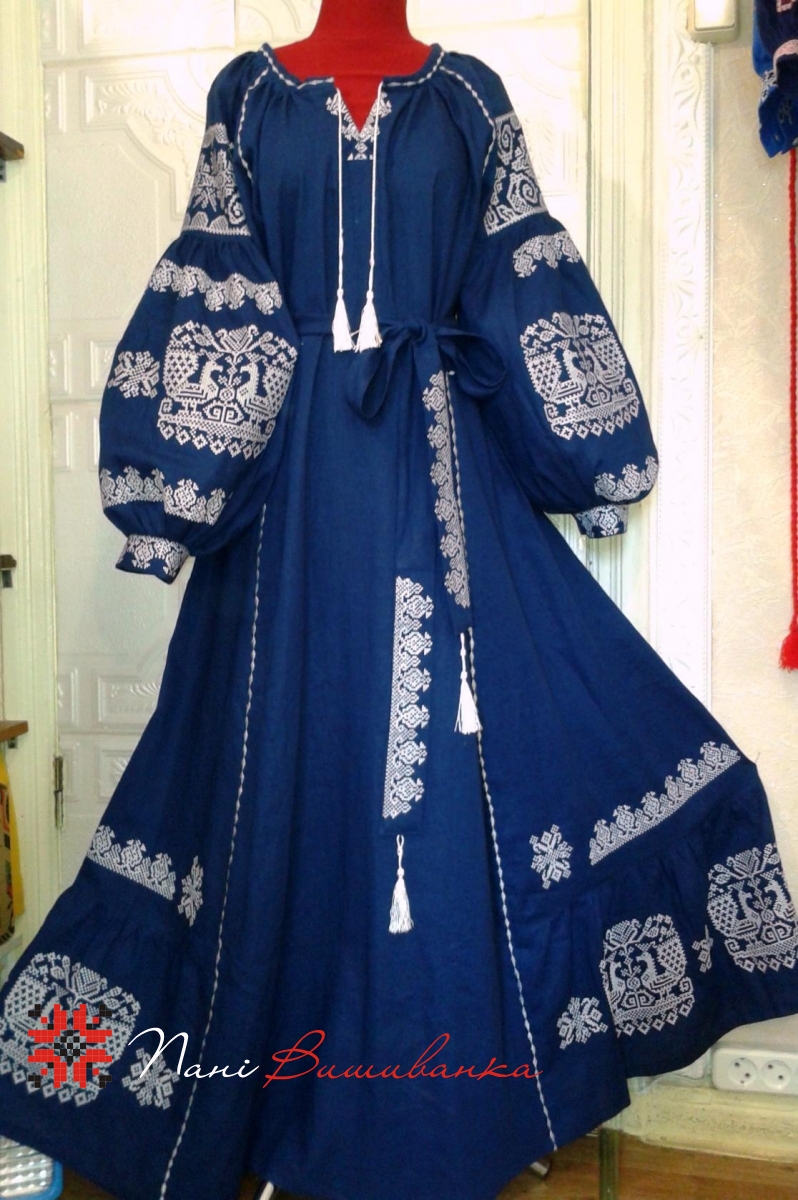 Плаття в стилі Бохо синє 016