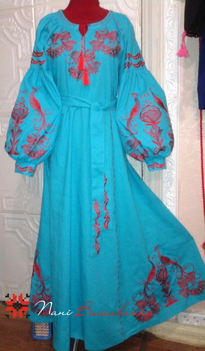 Плаття в стилі Бохо калина на бірюзі