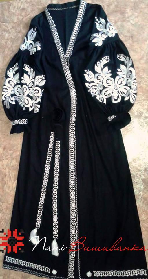 Платье в стиле бохо Белое на черном _  057