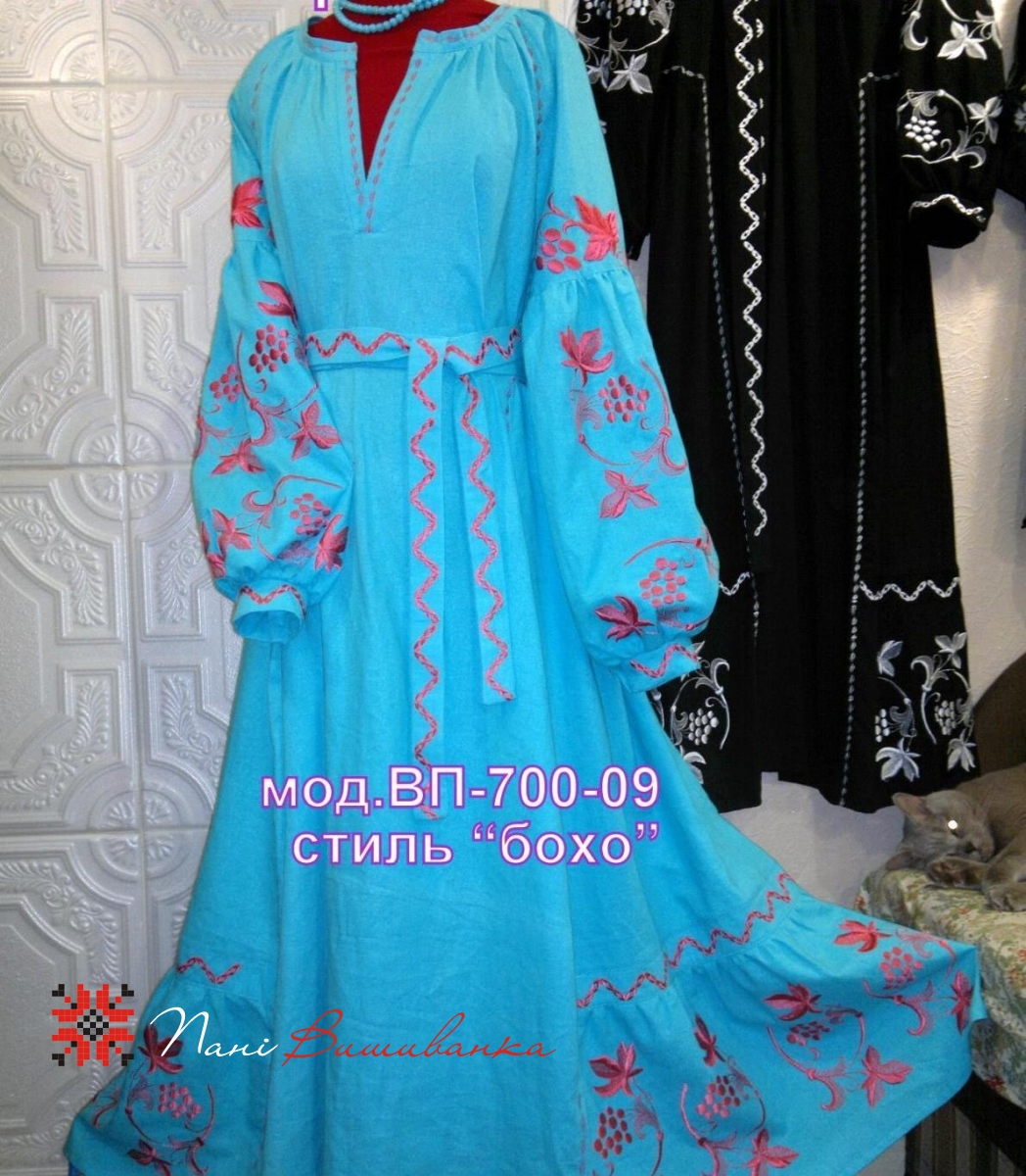 Плаття в стилі БОХО бирюза 003