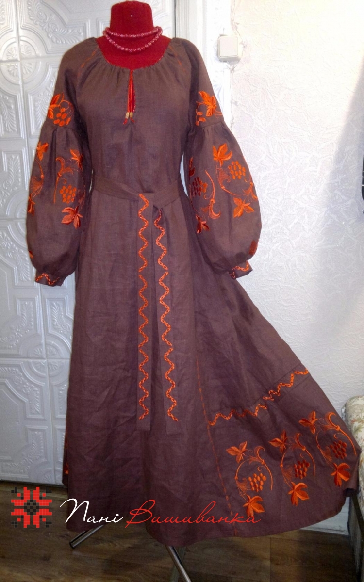 Плаття в стилі БОХО коричневий 004