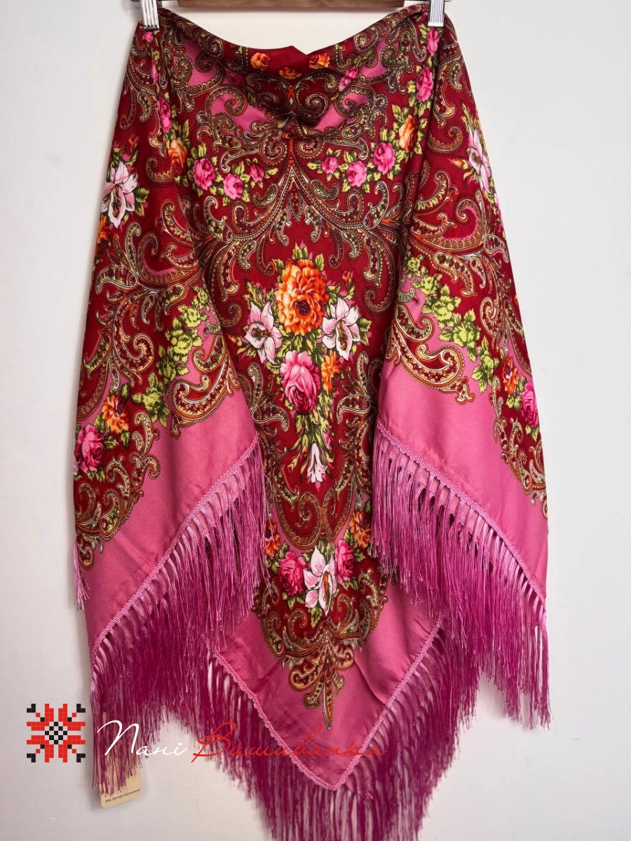 Хустка українська рожево-червона