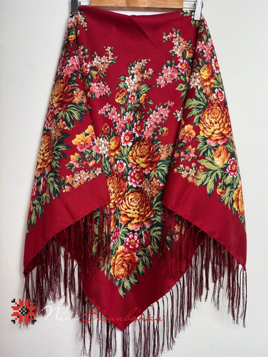 Хустка Півонії бордо